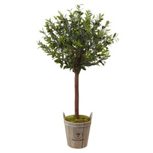 Olive Tree Collection | Olive Topiary Tree with Farmhouse Planter Artificial Trees Olive Tree Collection