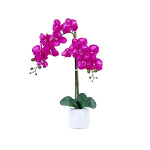 Orchids | 19" Artificial Purple Orchid with Decorative Vase Artificial Flowers Orchids