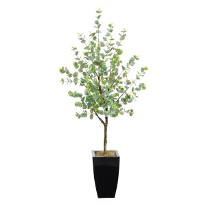 Other Varieties | 4.5’ Eucalyptus Artificial Tree in Black Metal Planter Artificial Trees Other Varieties