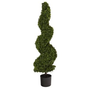 Other Varieties | 4' Spiral Hazel Leaf Artificial Topiary Tree UV Resistant (Indoor/Outdoor) Artificial Trees Other Varieties