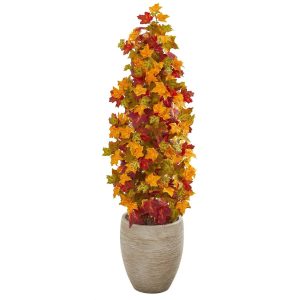 Other Varieties | 42" Autumn Maple Artificial Tree in Sand Colored Planter Artificial Trees Other Varieties