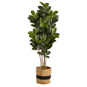 Other Varieties | 5.5' Oak Artificial Tree in Handmade Natural Cotton Planter UV Resistant (Indoor/Outdoor) Artificial Trees Other Varieties