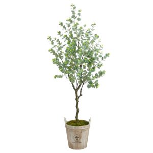 Other Varieties | 5' Eucalyptus Artificial Tree in Farmhouse Planter Artificial Trees Other Varieties