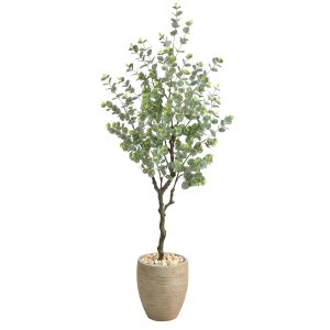 Other Varieties | 5' Eucalyptus Artificial Tree in Sandstone Planter Artificial Trees Other Varieties