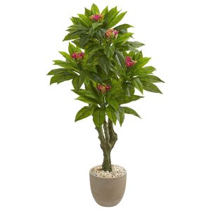 Other Varieties | 5' Plumeria Artificial Tree in Decorative Planter (Indoor/Outdoor) Artificial Trees Flowering Trees