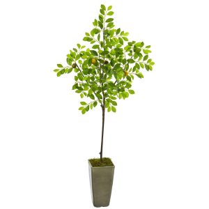 Other Varieties | 6' Lemon Artificial Tree in Olive Green Planter Artificial Trees Olive Tree Collection