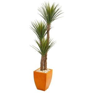 Other Varieties | 69" Yucca Artificial Tree in Orange Planter Artificial Trees Other Varieties