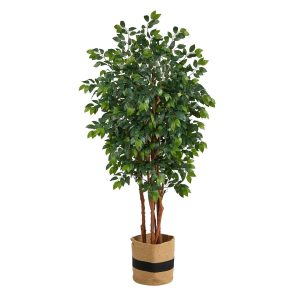 Other Varieties | 7' Sakaki Artificial Tree in Handmade Natural Cotton Planter Artificial Trees Other Varieties