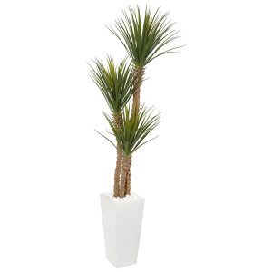 Other Varieties | 74" Yucca Artificial Tree in White Tower Planter Artificial Trees Other Varieties