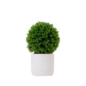 Plants in Decorative Planter | 10" Artificial Boxwood Topiary Plant with Decorative Planter Artificial Plants Plants in Decorative Planter