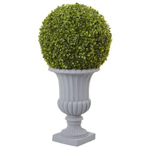 Plants in Decorative Planter | 2.5' Boxwood Topiary with Urn (Indoor/Outdoor) Artificial Plants Plants in Decorative Planter