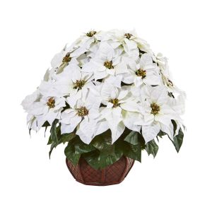 Poinsettias | Poinsettia Artificial Arrangement in Decorative Planter Artificial Flowers Poinsettias