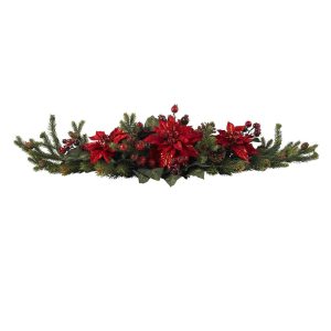 Poinsettias | Poinsettia & Berry Centerpiece Artificial Flowers Poinsettias