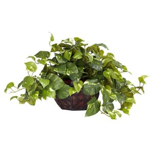 Pothos | 15" Artificial Pothos Decorative Vase Silk Plant" Artificial Plants Desk Plants