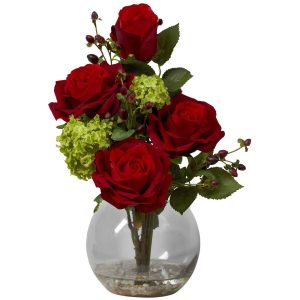 Roses | Rose & Hydrangea Silk Flower Arrangement Artificial Flowers Hydrangeas