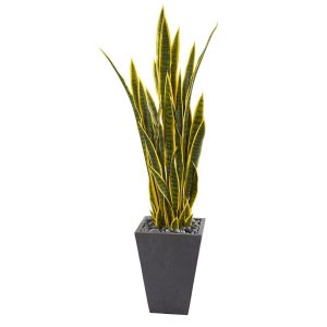 Snake | 4.5' Sansevieria Artificial Plant in Slate Planter Artificial Plants Floor Plants