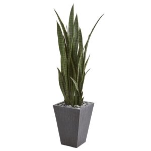 Snake | 57" Sansevieria Artificial Plant in Slate Planter Artificial Plants Floor Plants