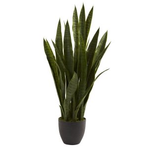 Snake | Sansevieria w/Black Planter Artificial Plants Floor Plants