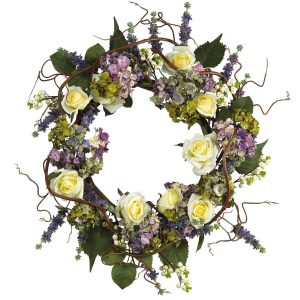 Spring Wreaths & Garlands | 24" Hydrangea Rose Wreath" Artificial Wreaths Artificial Wreaths