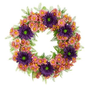 Spring Wreaths & Garlands | 21" Mixed Daisy Artificial Wreath Wreaths, Garlands & Swags Spring Wreaths & Garlands