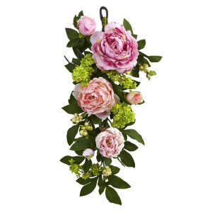 Spring Wreaths & Garlands | 24'' Mixed Peony & Hydrangea Teardrop Spring Wreaths & Garlands Spring Wreaths & Garlands