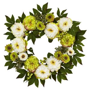 Spring Wreaths & Garlands | 24" Peony Mum Wreath Artificial Wreaths Artificial Wreaths