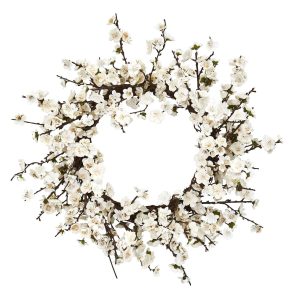 Spring Wreaths & Garlands | 24" Silk Plum Blossom Wreath Artificial Wreaths Artificial Wreaths