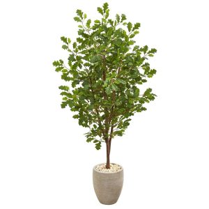 Statement Trees | 69" Oak Artificial Tree in Sand Colored Planter Artificial Trees Other Varieties