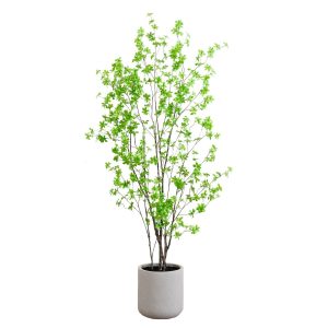 Statement Trees | 7' Artificial Enkianthus Tree with Resin Stone Planter Artificial Trees Statement Trees