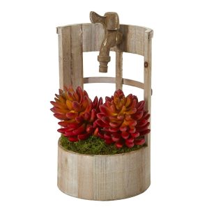 Succulents | 12" Succulent Artificial Plant in Faucet Planter Artificial Plants Succulents