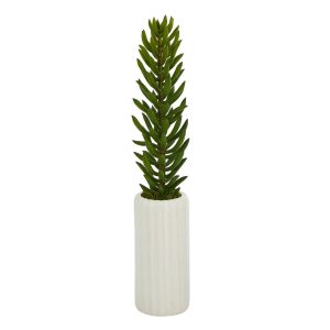 Succulents | 19" Succulent Artificial Plant in White Planter Artificial Plants Succulents