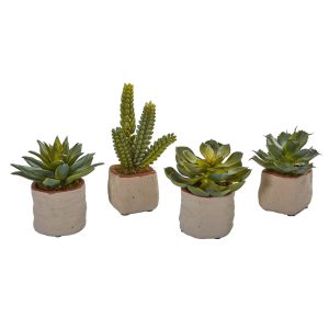 Succulents | Mixed Succulent Artificial Plant (Set of 4) Artificial Plants Desk Plants