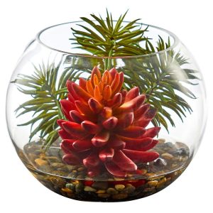 Succulents | Succulent Artificial Plant in Round Vase Artificial Plants Succulents