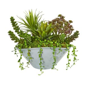 Succulents | Succulent Garden Artificial Plant in Green Vase Artificial Plants Cactus