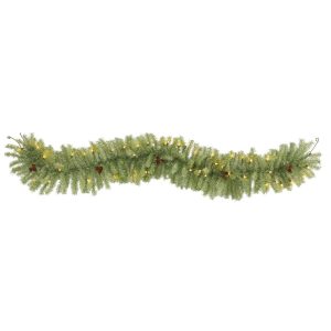 Summer Wreaths & Garlands | 6' Christmas Pine Artificial Garland with 50 Warm White LED Lights and Pine Cones Artificial Garlands Artificial Garlands