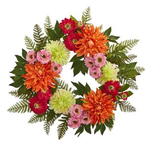 Summer Wreaths & Garlands | 20" Dahlia Wreath Artificial Wreaths Artificial Wreaths