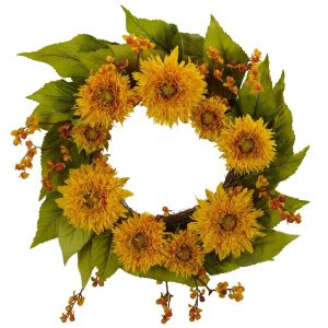 Summer Wreaths & Garlands | 22" Golden Sunflower Wreath" Artificial Wreaths Artificial Wreaths