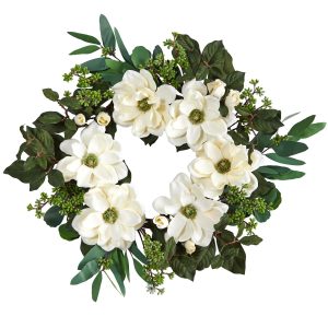 Summer Wreaths & Garlands | 23" Magnolia, Eucalyptus and Berries Artificial Wreath Spring Wreaths & Garlands Spring Wreaths & Garlands