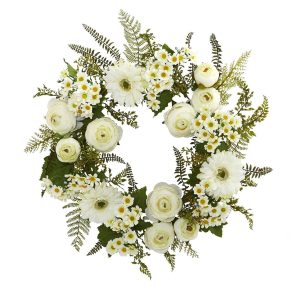 Summer Wreaths & Garlands | 24" Mixed Daisy's and Ranunculus Wreath Artificial Wreaths Artificial Wreaths