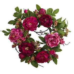 Summer Wreaths & Garlands | 20'' Peony & Berry Wreath Artificial Wreaths Artificial Wreaths