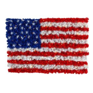 Summer Wreaths & Garlands | 3' x 2' Red, White, and Blue “American Flag" Wall Panel with 100 Warm LED Lights (Indoor/Outdoor) Wreaths, Garlands & Swags Summer Wreaths & Garlands