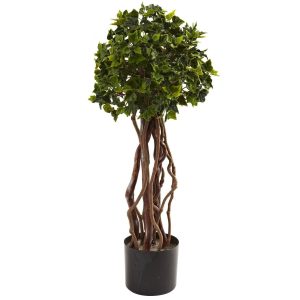 Topiary Trees | 2.5’ English Ivy Topiary UV Resistant (Indoor/Outdoor) Artificial Trees Topiary Trees