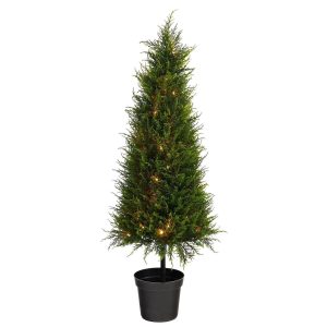 Topiary Trees | 3.5’ Cypress Artificial Tree with 350 LED Lights UV Resistant (Indoor/Outdoor) Artificial Trees Topiary Trees