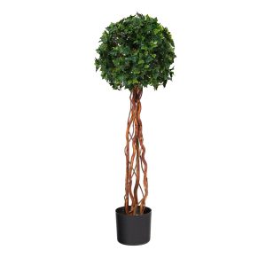 Topiary Trees | 3.5’ English Ivy Single Ball Topiary Artificial Tree with Natural Trunk UV Resistant (Indoor/Outdoor) Artificial Trees Other Varieties