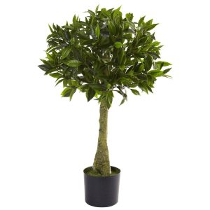 Topiary Trees | 3' Bay Leaf Topiary UV Resistant (Indoor/Outdoor) Artificial Trees Topiary Trees