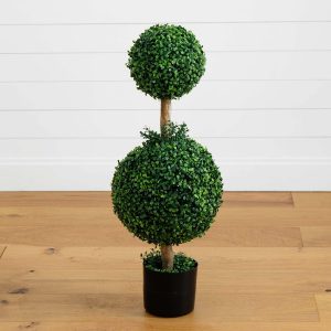 Topiary Trees | 35" Double Boxwood Topiary Artificial Trees Topiary Trees