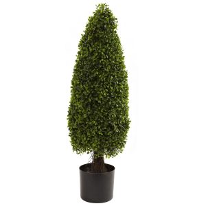 Topiary Trees | 3’ Boxwood Tower Topiary UV Resistant(Indoor/Outdoor) Artificial Trees Topiary Trees