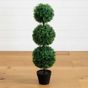 Topiary Trees | 3’ Boxwood Triple Ball Topiary Artificial Tree (Indoor/Outdoor) Artificial Trees Topiary Trees