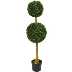 Topiary Trees | 4.5' Double Topiary Boxwood Artificial Tree UV Resistant (Indoor/Outdoor) Artificial Trees Topiary Trees