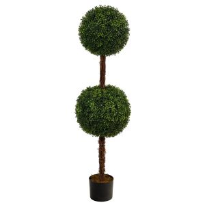 Topiary Trees | 4.5’ Boxwood Double Ball Topiary Artificial Tree (Indoor/Outdoor) Artificial Trees Topiary Trees